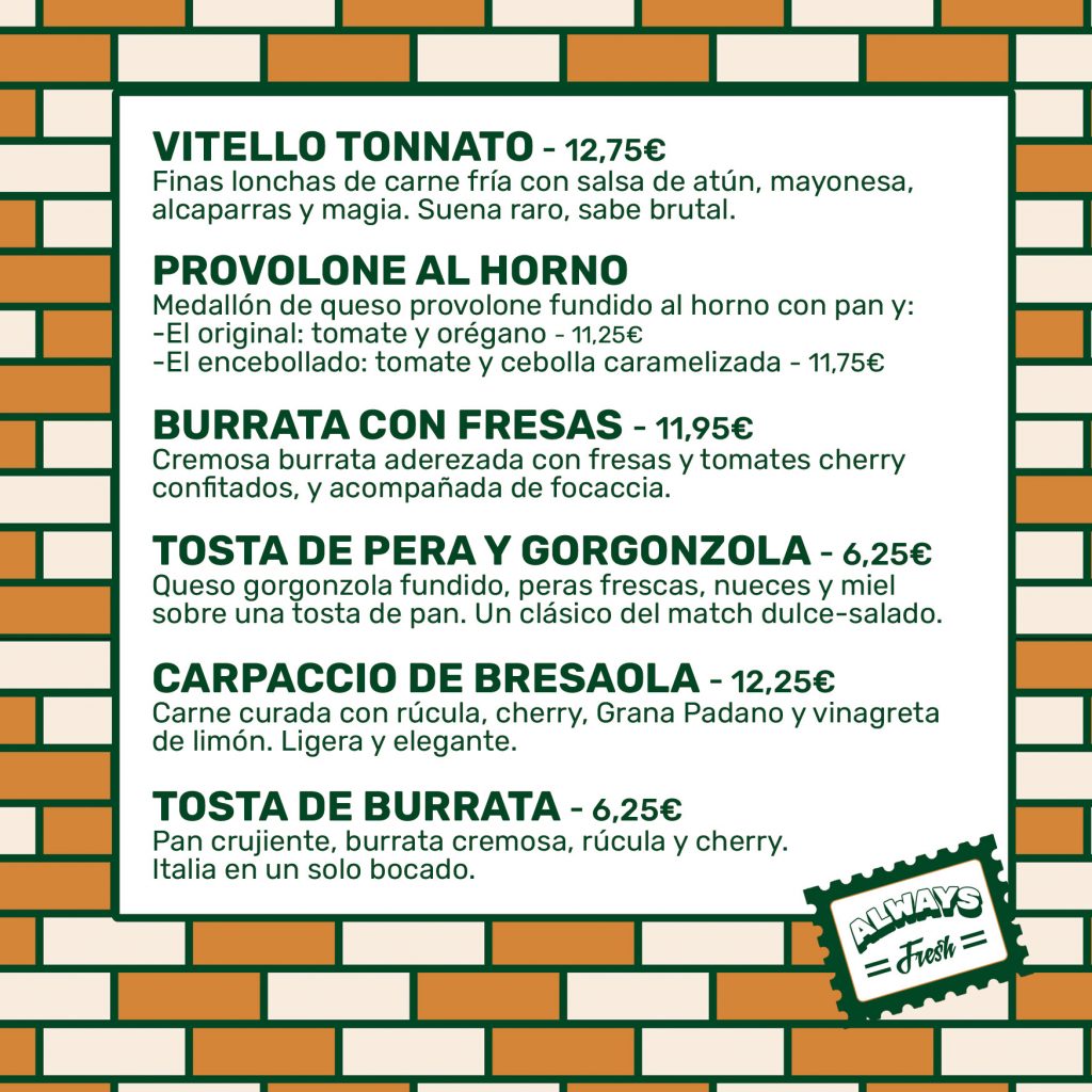 nuevos platos en 10/18 Pizza Las Rozas
